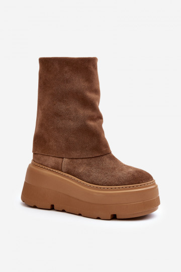 Zazoo 3410 de gamuza Femenino Botas con una plataforma color marrón