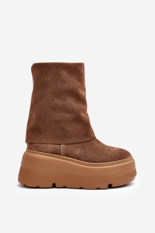 Zazoo 3410 de gamuza Femenino Botas con una plataforma color marrón