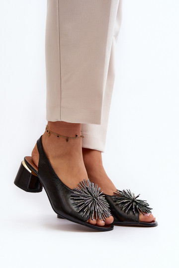 Sandalias de mujer con adornos Laura Messi 2719 color negro 2
