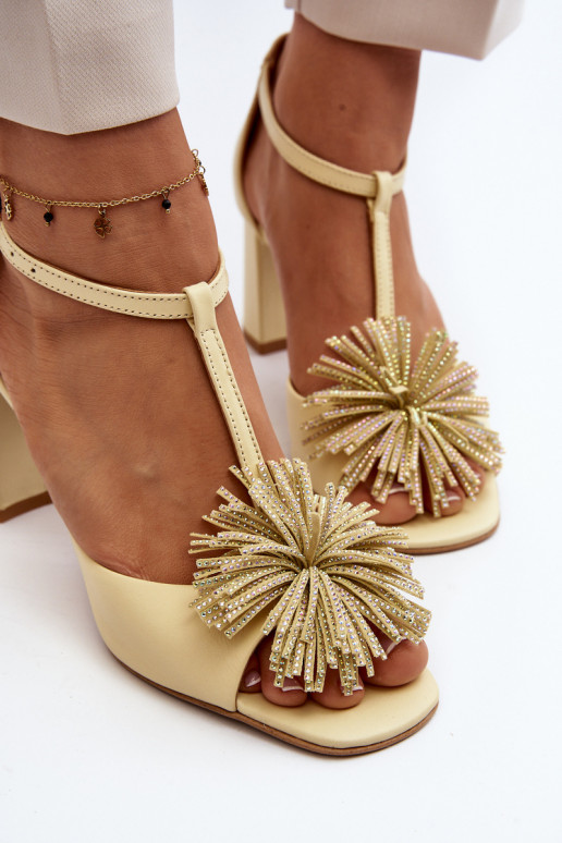 sandalias Piel con tacones con adornos Laura Messi 2758 beige sandalias Piel con tacones con adornos Laura Messi 2758 beige