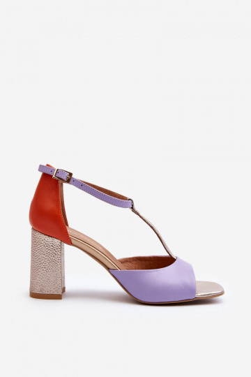 Sandalias de mujer con tacón Laura Messi 2759 color violeta