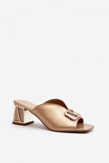 Zapatillas elegantes de mujer con tacón Laura Messi 2771 color dorado