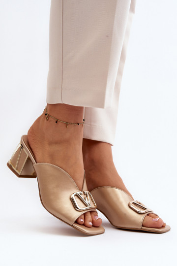 Estilo elegante zapatillas de mujer con tacones Laura Messi 2771 color dorado 2