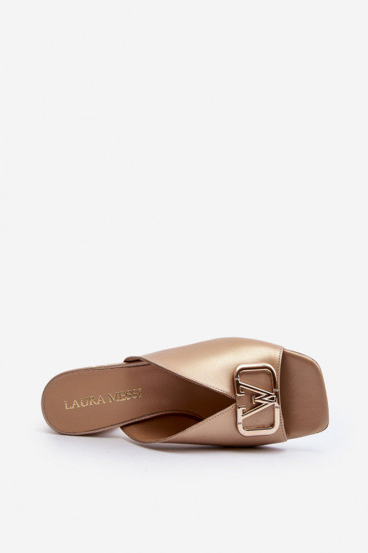 Estilo elegante zapatillas de mujer con tacones Laura Messi 2771 color dorado Estilo elegante zapatillas de mujer con tacones Laura Messi 2771 color dorado