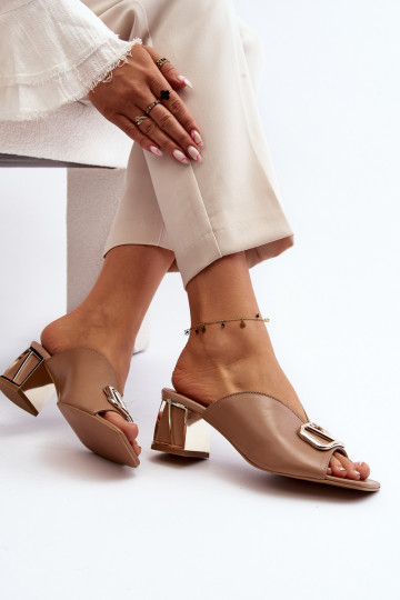 Estilo elegante zapatillas de mujer con tacones Laura Messi 2771 beige 2