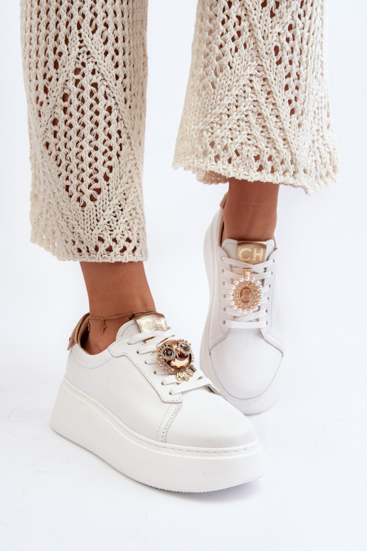 Femenino Piel Zapatillas modelo zapatos. CheBello 4411 el color blanco Femenino Piel Zapatillas modelo zapatos. CheBello 4411 el color blanco