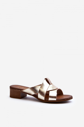 Zazoo 40236 Zapatillas de cuero Femenino En un tacón bajo color dorado