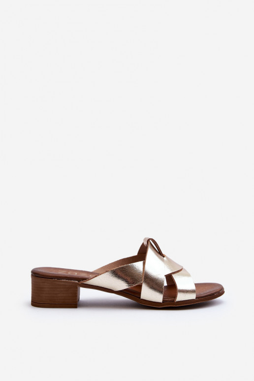 Zazoo 40236 Zapatillas de cuero Femenino En un tacón bajo color dorado Zazoo 40236 Zapatillas de cuero Femenino En un tacón bajo color dorado