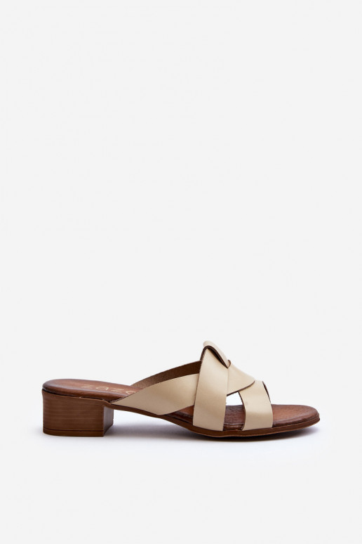 Zazoo 40236 Zapatillas de cuero Femenino En un tacón bajo beige Zazoo 40236 Zapatillas de cuero Femenino En un tacón bajo beige