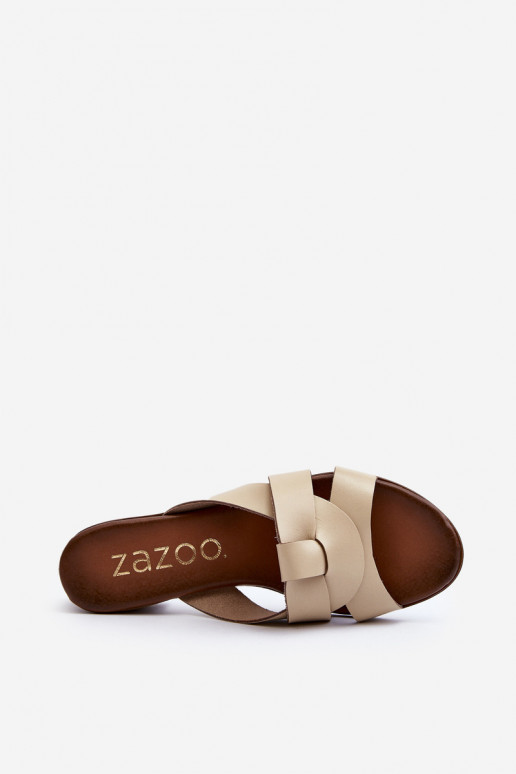 Zazoo 40236 Zapatillas de cuero Femenino En un tacón bajo beige Zazoo 40236 Zapatillas de cuero Femenino En un tacón bajo beige