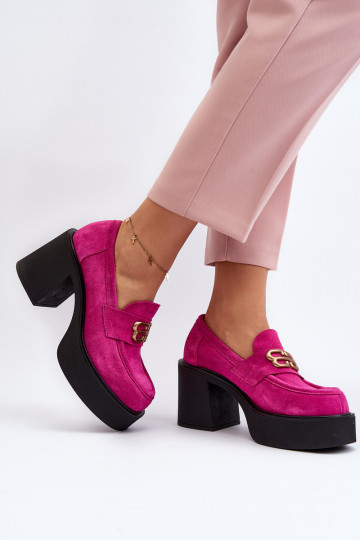 Zazoo 20170 zapatos de gamuza Femenino con tacones color rosa