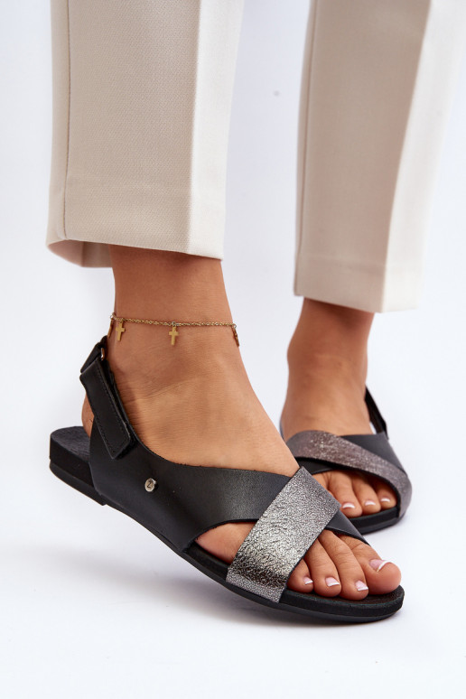 Zazoo 40141 Sandalias de mujer con sujetadores adhesivos de color negro Zazoo 40141 Sandalias de mujer con sujetadores adhesivos de color negro