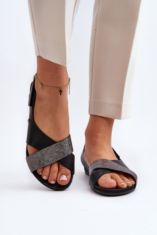 Zazoo 40141 Sandalias de mujer con sujetadores adhesivos de color negro Zazoo 40141 Sandalias de mujer con sujetadores adhesivos de color negro