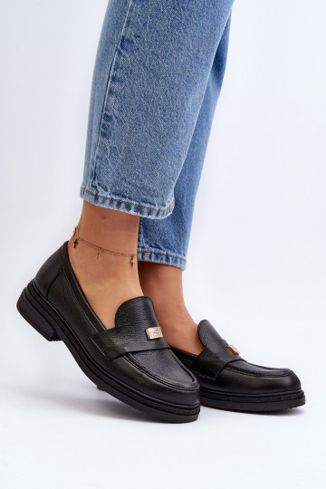 Zazoo 20165 Piel mocasines de mujer de color negro 2