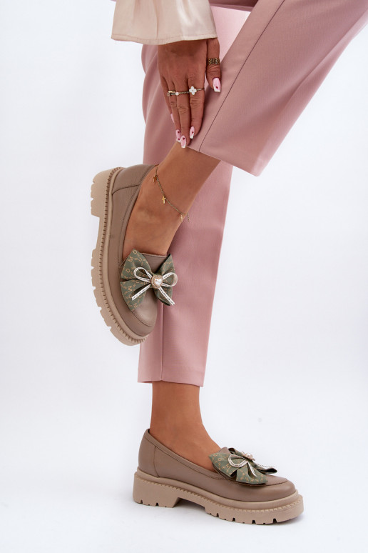 Femenino Piel Mocasines con cintas Laura Messi 2787 beige Femenino Piel Mocasines con cintas Laura Messi 2787 beige