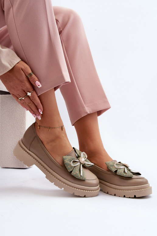 Femenino Piel Mocasines con cintas Laura Messi 2787 beige Femenino Piel Mocasines con cintas Laura Messi 2787 beige