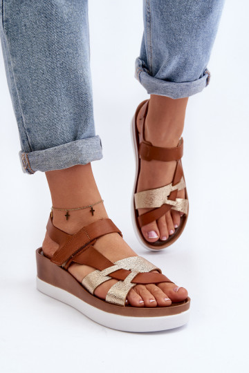 Sandalias de mujer Zazoo 40397 con plataforma color marrón