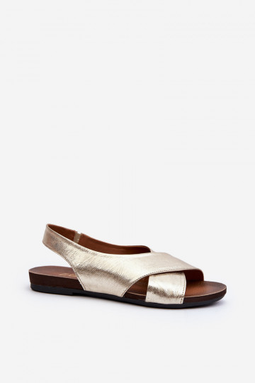 Sandalias de cuero de mujer Zazoo 40407 color dorado 2