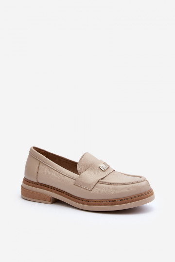 Mocasines de cuero de mujer Zazoo 20165 color arena