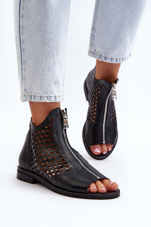 Zazoo 977/L Piel Sandalias caladas Al castillo de color negro Zazoo 977/L Piel Sandalias caladas Al castillo de color negro