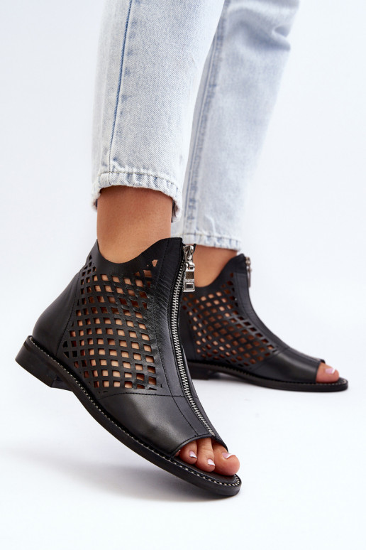 Zazoo 977/L Piel Sandalias caladas Al castillo de color negro Zazoo 977/L Piel Sandalias caladas Al castillo de color negro