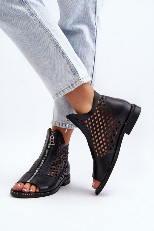 Zazoo 977/L Piel Sandalias caladas Al castillo de color negro Zazoo 977/L Piel Sandalias caladas Al castillo de color negro