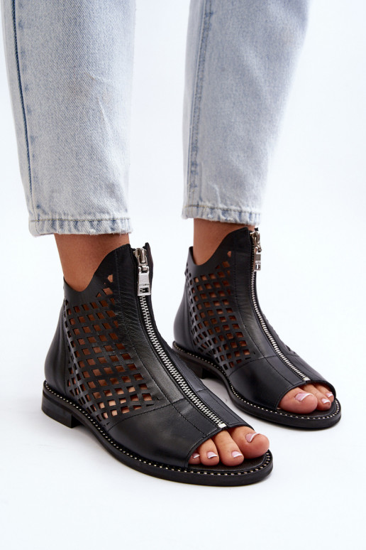 Zazoo 977/L Piel Sandalias caladas Al castillo de color negro Zazoo 977/L Piel Sandalias caladas Al castillo de color negro