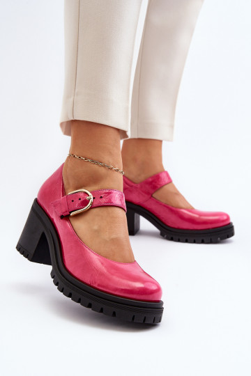 Zapatos de cuero lustrados Zazoo 20166 color rosa