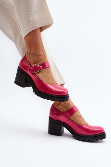 Zapatos de cuero lustrados Zazoo 20166 color rosa 2