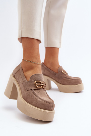 Zazoo 20170 zapatos de gamuza Femenino con tacones beige