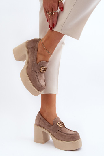 Zapatos de ante con tacones Zazoo 20170 color arena 2