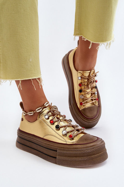 Zapatos de mujer con una plataforma GOE NN2N4055 color dorado Zapatos de mujer con una plataforma GOE NN2N4055 color dorado