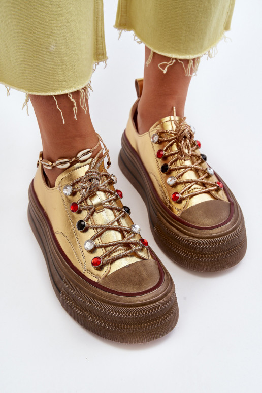 Zapatos de mujer con una plataforma GOE NN2N4055 color dorado Zapatos de mujer con una plataforma GOE NN2N4055 color dorado