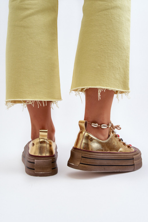 Zapatos de mujer con una plataforma GOE NN2N4055 color dorado Zapatos de mujer con una plataforma GOE NN2N4055 color dorado