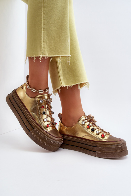 Zapatos de mujer con una plataforma GOE NN2N4055 color dorado Zapatos de mujer con una plataforma GOE NN2N4055 color dorado