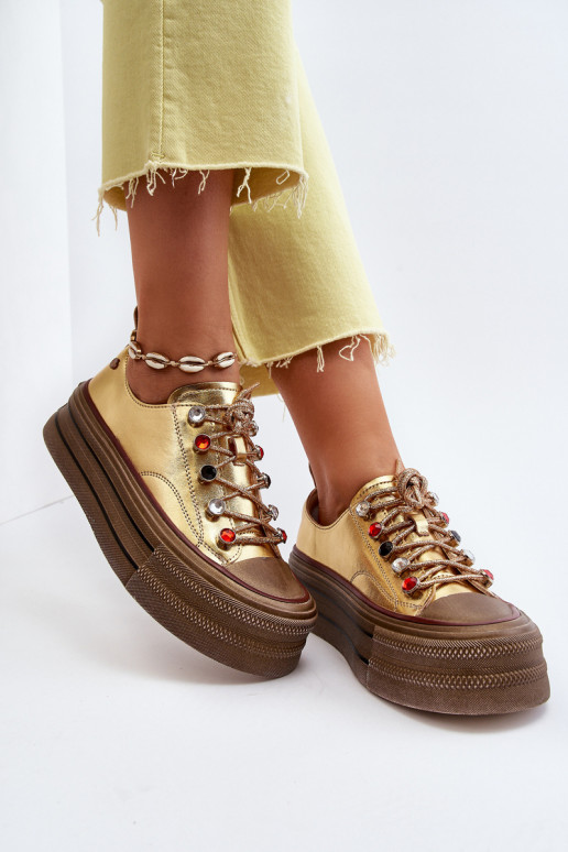 Zapatos de mujer con una plataforma GOE NN2N4055 color dorado Zapatos de mujer con una plataforma GOE NN2N4055 color dorado