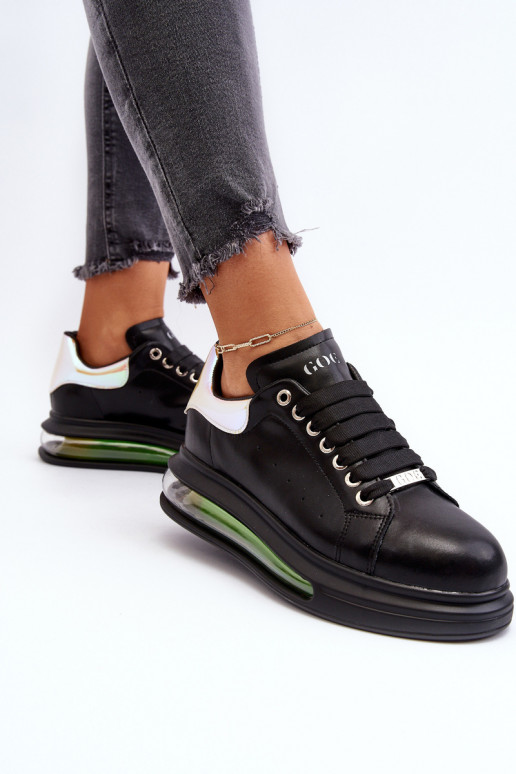 Zapatillas modelo zapatos. Femenino Piel GOE NN2N4030 de color negro