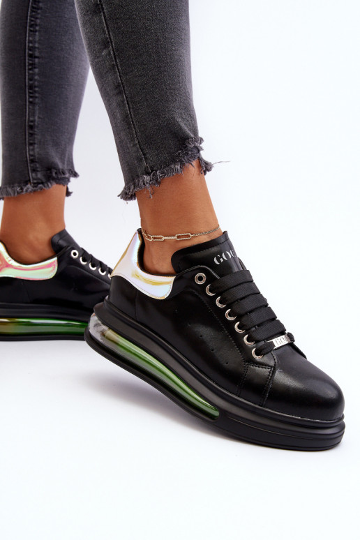 Zapatillas modelo zapatos. Femenino Piel GOE NN2N4030 de color negro