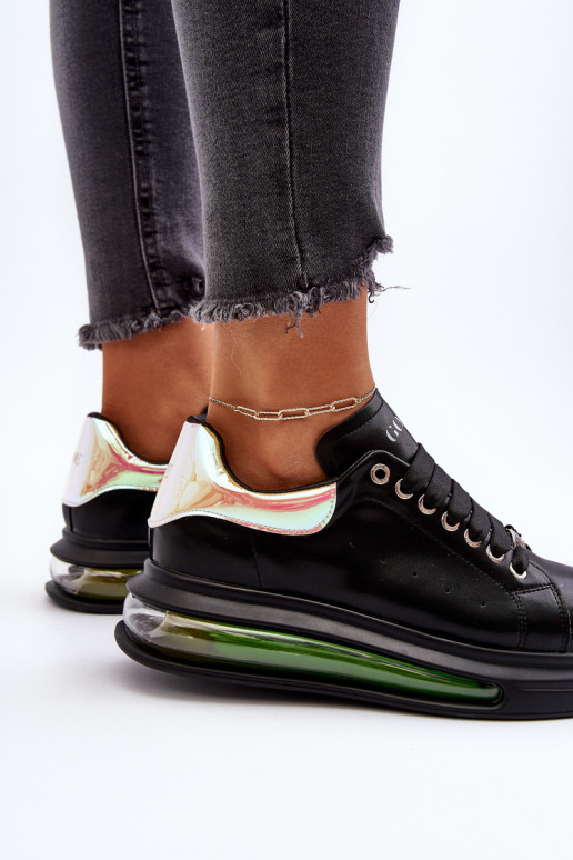 Zapatillas modelo zapatos. Femenino Piel GOE NN2N4030 de color negro