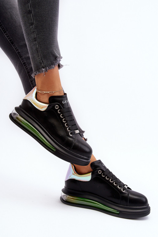 Zapatillas modelo zapatos. Femenino Piel GOE NN2N4030 de color negro