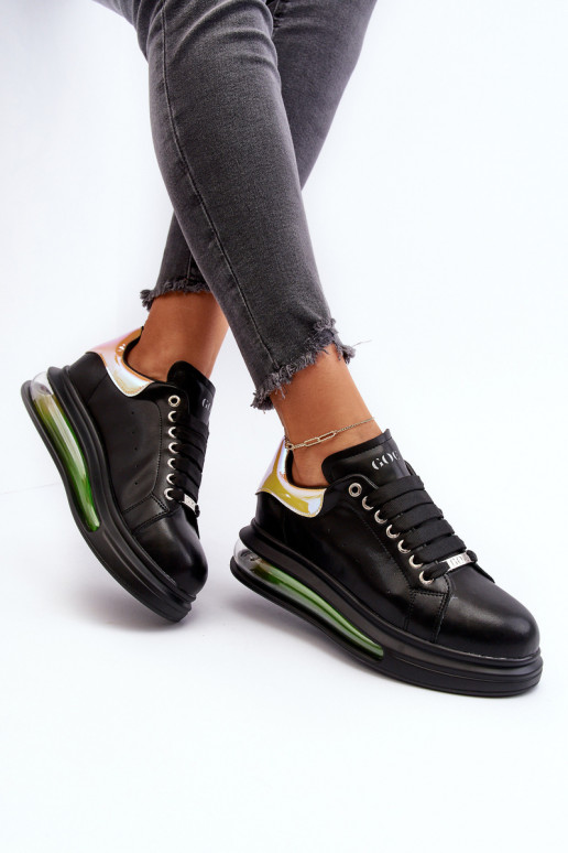 Zapatillas modelo zapatos. Femenino Piel GOE NN2N4030 de color negro