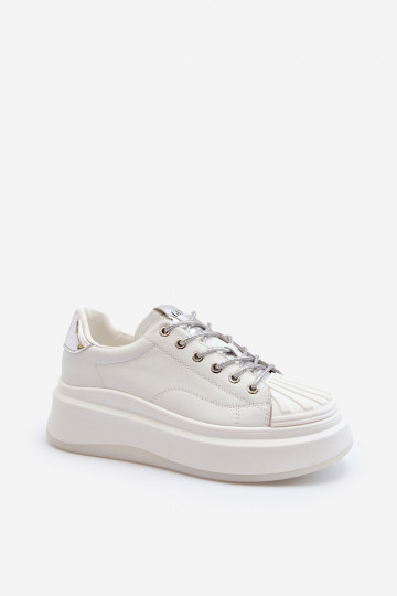 Zapatillas deportivas de cuero con plataforma GOE NN2N4033 color blanco 2