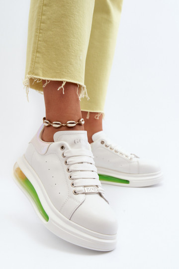 Zapatillas deportivas de cuero para mujer GOE NN2N4029 color blanco