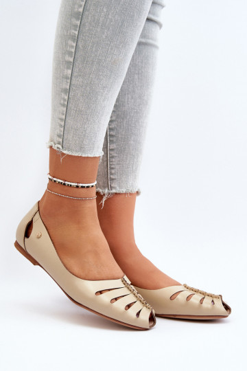 Zazoo 10009 Bailarinas cómodas de piel natural. Femenino beige