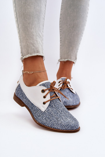 Piel zapatos Femenino con tacones anchos Tiene queciejka 06461-17 color azul