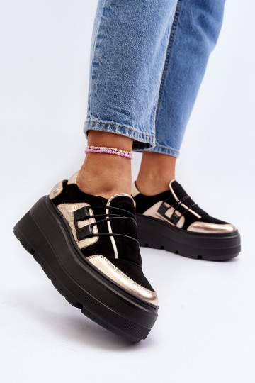 Zazoo 1833 Zapatillas modelo zapatos. Femenino Piel con suelas masivas de moda de color negro