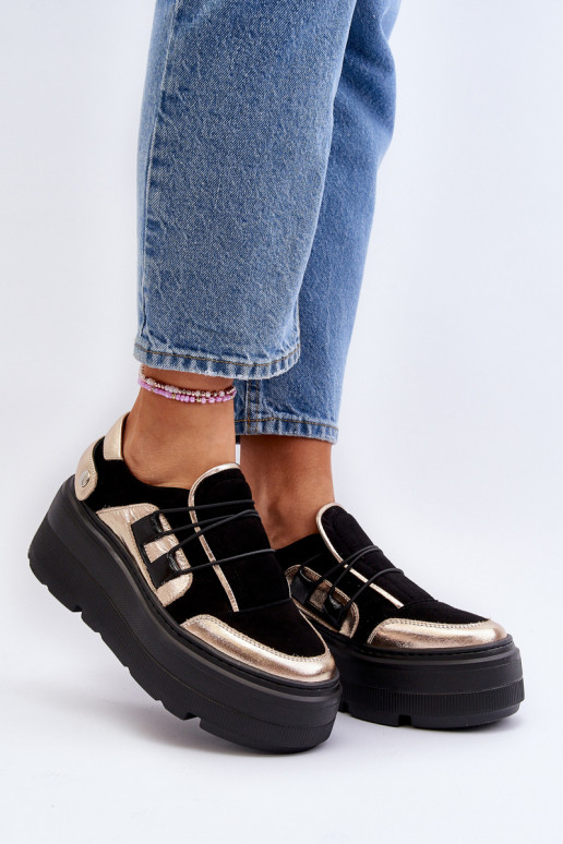 Zazoo 1833 Zapatillas modelo zapatos. Femenino Piel con suelas masivas de moda de color negro Zazoo 1833 Zapatillas modelo zapatos. Femenino Piel con suelas masivas de moda de color negro