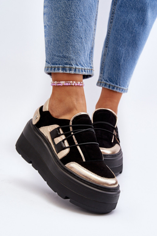 Zazoo 1833 Zapatillas modelo zapatos. Femenino Piel con suelas masivas de moda de color negro Zazoo 1833 Zapatillas modelo zapatos. Femenino Piel con suelas masivas de moda de color negro