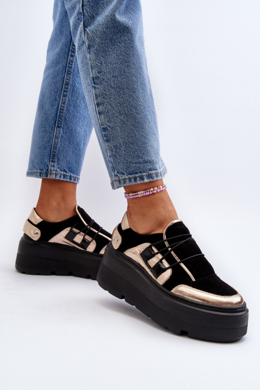 Zazoo 1833 Zapatillas modelo zapatos. Femenino Piel con suelas masivas de moda de color negro Zazoo 1833 Zapatillas modelo zapatos. Femenino Piel con suelas masivas de moda de color negro