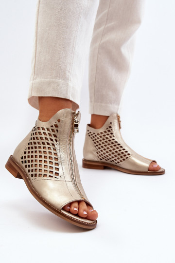 Zazoo 977/L sandalias de cuero perforadas color dorado